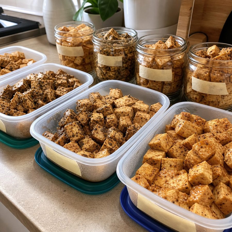 Marinated baked tofu